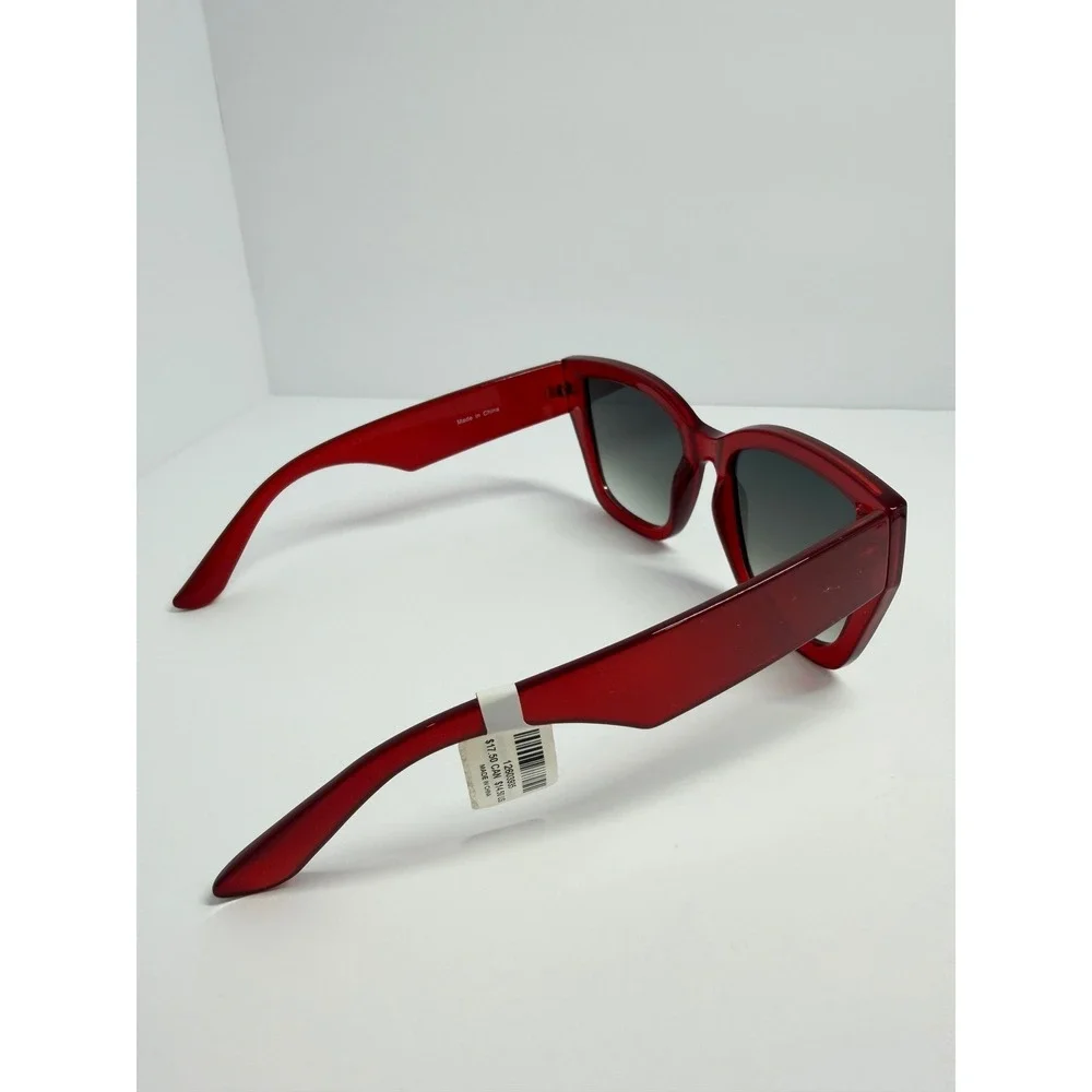 Torrid Red Classic Oversized Retro Chic Square Sunglasses Translucent Frame